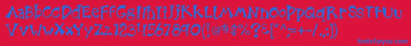 Kb3etchingsinzinc Font – Blue Fonts on Red Background