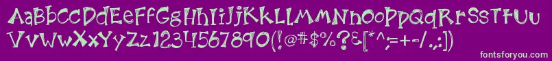 Kb3etchingsinzinc Font – Green Fonts on Purple Background