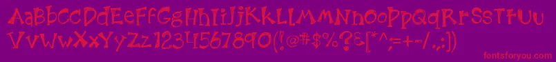 Kb3etchingsinzinc-Schriftart – Rote Schriften auf violettem Hintergrund