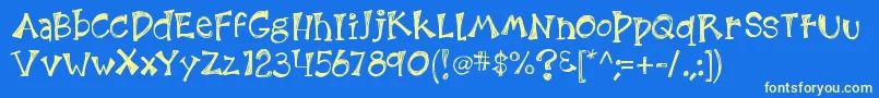 Kb3etchingsinzinc Font – Yellow Fonts on Blue Background