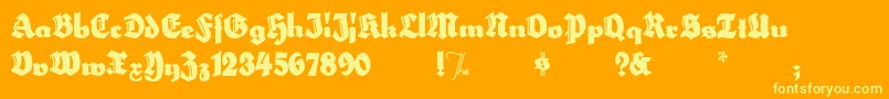 HerzogvongrafTall-Schriftart – Gelbe Schriften auf orangefarbenem Hintergrund