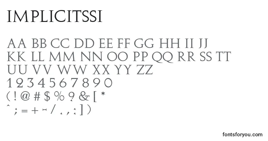 Schriftart ImplicitSsi – Alphabet, Zahlen, spezielle Symbole