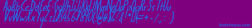 Thedogatemyhomeworkboldital Font – Blue Fonts on Purple Background