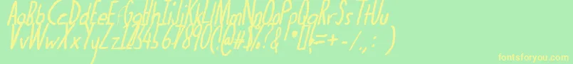 Thedogatemyhomeworkboldital Font – Yellow Fonts on Green Background