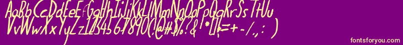 Thedogatemyhomeworkboldital Font – Yellow Fonts on Purple Background