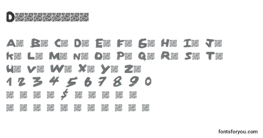 A fonte Dirtycoal – alfabeto, números, caracteres especiais