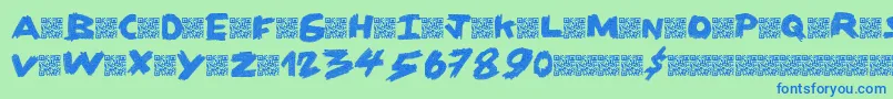 フォントDirtycoal – 青い文字は緑の背景です。