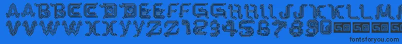 ParkTechCg Font – Black Fonts on Blue Background