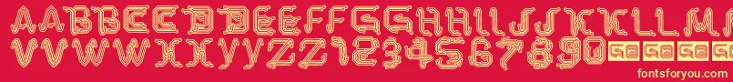 ParkTechCg Font – Yellow Fonts on Red Background