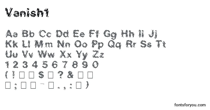 A fonte Vanish1 – alfabeto, números, caracteres especiais