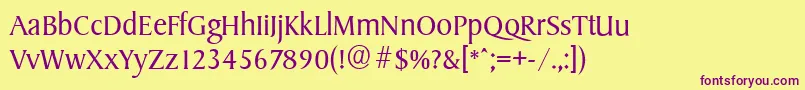 SydneyserialLightRegular Font – Purple Fonts on Yellow Background