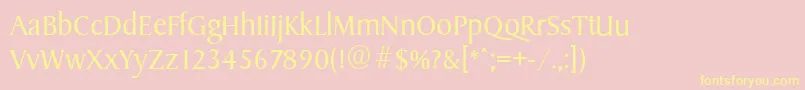 SydneyserialLightRegular-Schriftart – Gelbe Schriften auf rosa Hintergrund