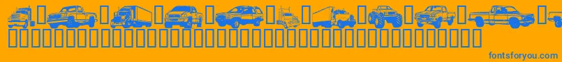 Trucjs Font – Blue Fonts on Orange Background