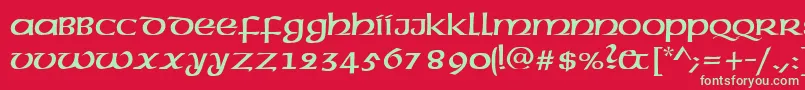フォントAmericanuncd – 赤い背景に緑の文字