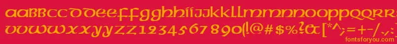 フォントAmericanuncd – 赤い背景にオレンジの文字