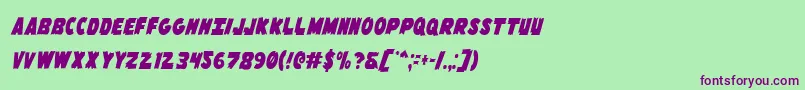 Flyingleatherv2cond Font – Purple Fonts on Green Background