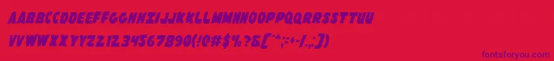 Flyingleatherv2cond Font – Purple Fonts on Red Background
