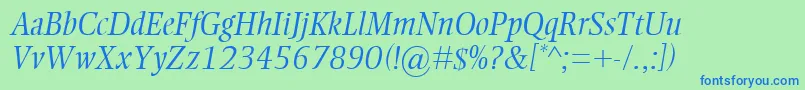 EllingtonMtLightItalic Font – Blue Fonts on Green Background