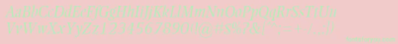 EllingtonMtLightItalic Font – Green Fonts on Pink Background