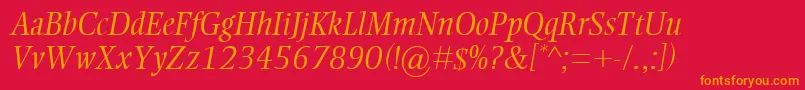 EllingtonMtLightItalic Font – Orange Fonts on Red Background