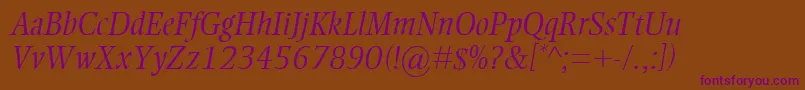 EllingtonMtLightItalic Font – Purple Fonts on Brown Background