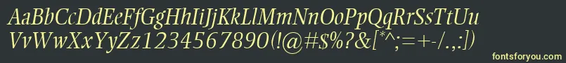 フォントEllingtonMtLightItalic – 黒い背景に黄色の文字