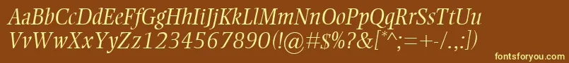 EllingtonMtLightItalic Font – Yellow Fonts on Brown Background