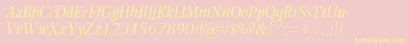 EllingtonMtLightItalic Font – Yellow Fonts on Pink Background