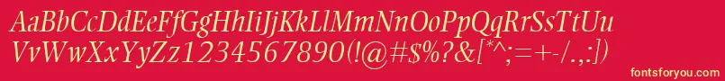 EllingtonMtLightItalic Font – Yellow Fonts on Red Background