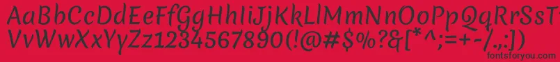 Weitere Informationen zur MeriendaRegular-Schriftart MeriendaRegular-Schriftart – Schwarze Schriften auf rotem Hintergrund