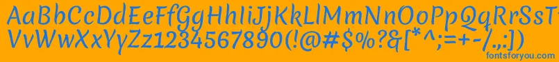 MeriendaRegular-Schriftart – Blaue Schriften auf orangefarbenem Hintergrund
