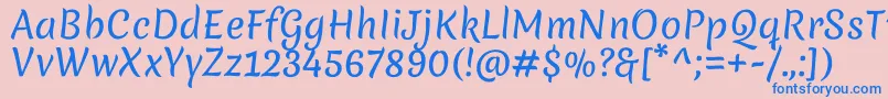 MeriendaRegular-Schriftart – Blaue Schriften auf rosa Hintergrund