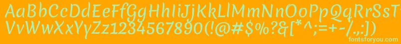 MeriendaRegular-Schriftart – Grüne Schriften auf orangefarbenem Hintergrund