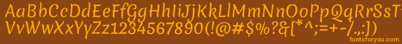 MeriendaRegular-Schriftart – Orangefarbene Schriften auf braunem Hintergrund