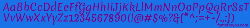 MeriendaRegular-Schriftart – Violette Schriften auf blauem Hintergrund