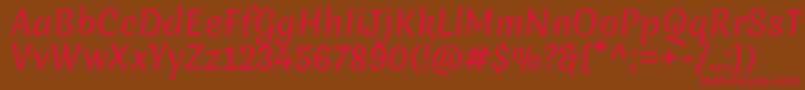 フォントMeriendaRegular – 赤い文字が茶色の背景にあります。