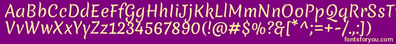 MeriendaRegular-Schriftart – Gelbe Schriften auf violettem Hintergrund