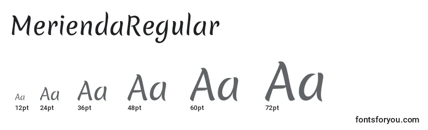 Размеры шрифта MeriendaRegular