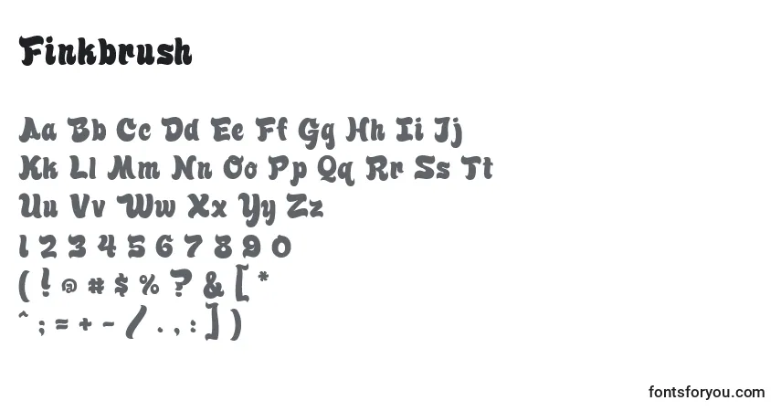 A fonte Finkbrush – alfabeto, números, caracteres especiais