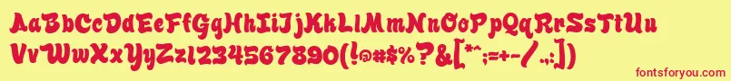 Finkbrush Font – Red Fonts on Yellow Background