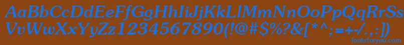 Fonte ItcSouvenirLtMediumItalic – fontes azuis em um fundo marrom