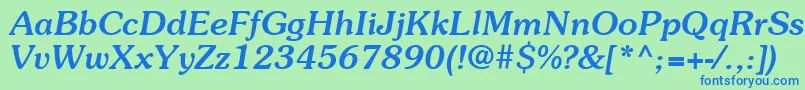 ItcSouvenirLtMediumItalic Font – Blue Fonts on Green Background