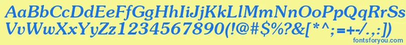 ItcSouvenirLtMediumItalic-Schriftart – Blaue Schriften auf gelbem Hintergrund