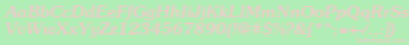 フォントItcSouvenirLtMediumItalic – 緑の背景にピンクのフォント