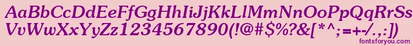 ItcSouvenirLtMediumItalic-Schriftart – Violette Schriften auf rosa Hintergrund