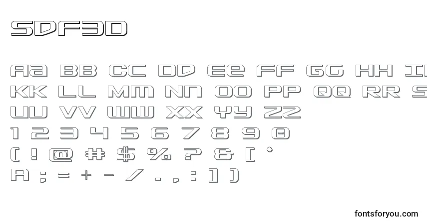 Schriftart Sdf3D – Alphabet, Zahlen, spezielle Symbole