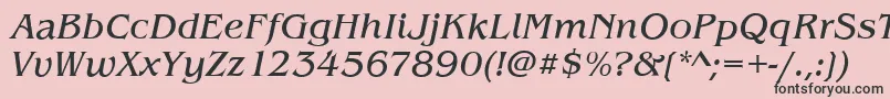 Fonte BenjaminItalic – fontes pretas em um fundo rosa