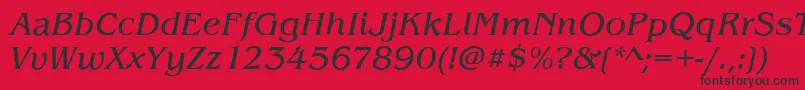 Fonte BenjaminItalic – fontes pretas em um fundo vermelho