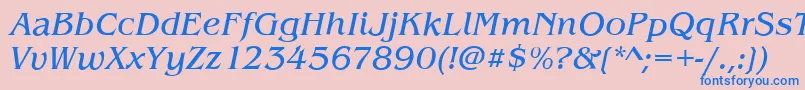 BenjaminItalic Font – Blue Fonts on Pink Background