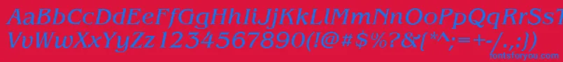 BenjaminItalic Font – Blue Fonts on Red Background